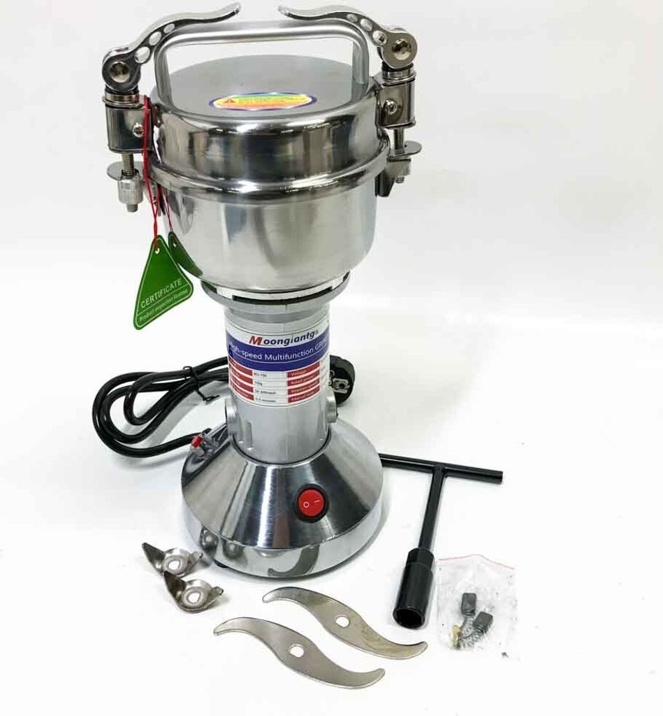 Moongiantgo Elektrische Getreidemühle 150g Gewürzmühle Edelstahl, Kommerzieller Motor 950W 28000 U/min, 30s Hochgeschwindigkeits-Feinfeinschleifen