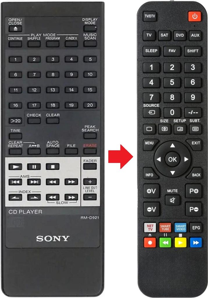 Fernbedienung geeignet für SONY CDP-XA5ES | CDPXA5ES | RMD921