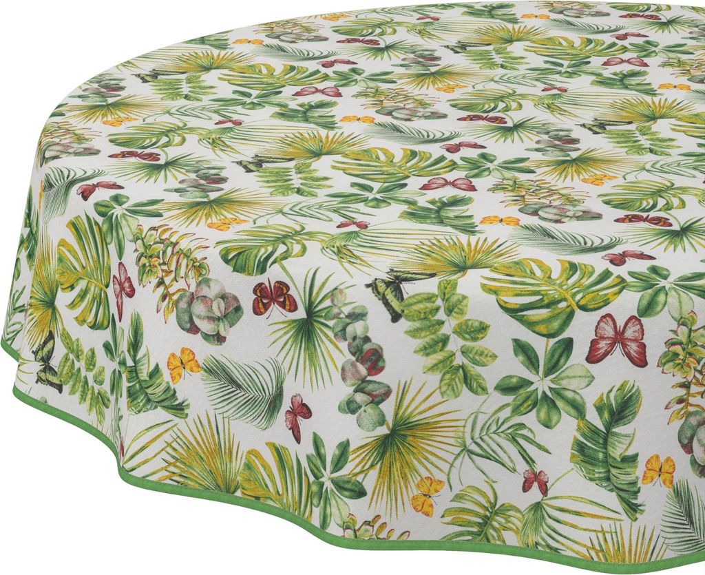 Tischdecke abstrakt Motresa Hellgrün Rund 140cm Band Wasserabweisend abwaschbar