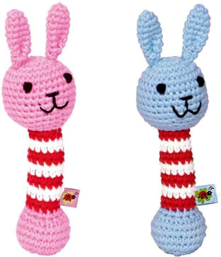 Die Spiegelburg - Baby Glück - Häkel-Rassel Häschen rosa Produktbild 