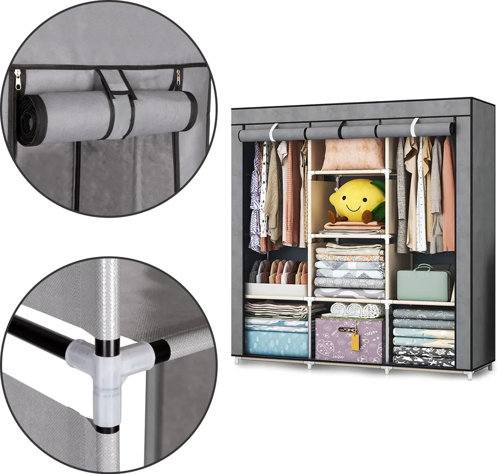 Armoire textile grande capacité avec étagères de rangement modulables - 9