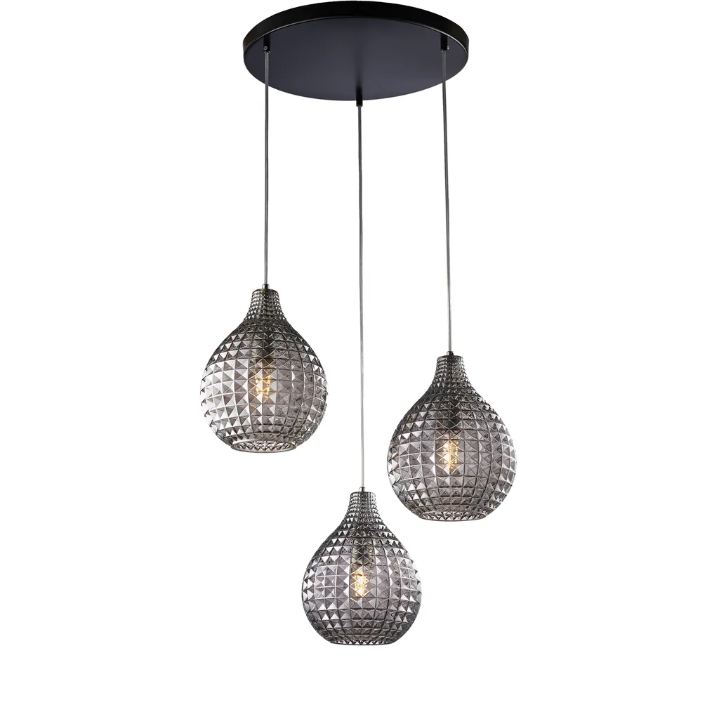 Suspension luminaire moderne Diamante en verre miroir et structure fer