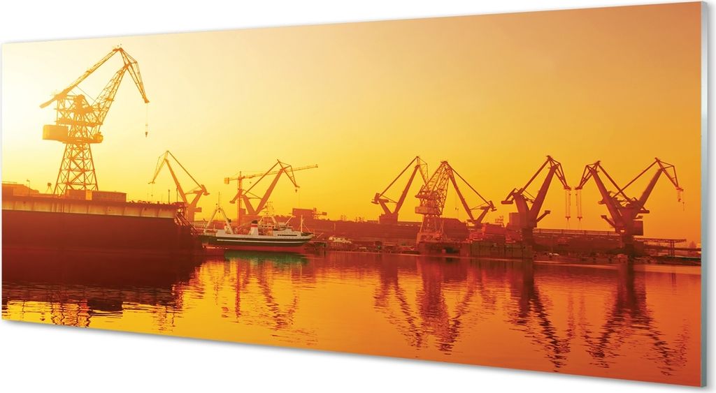 Glasbilder 125x50 Wandkunst Danziger Werft Sonnenaufgang