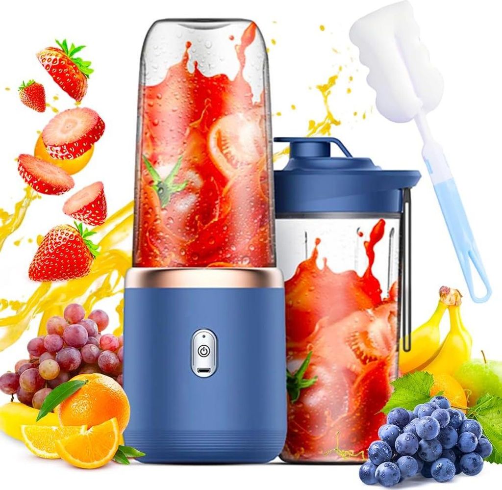 Tragbarer Mixer, Afenau 400ML Smoothie Blender mit Bürste und Ersatzbecher, USB-Laden Portable Blender, Standmixer Klein für die Zubereitung von