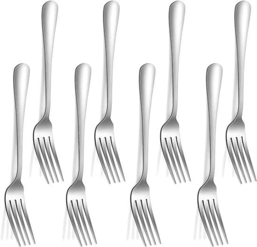 Service à dessert argenté en acier inoxydable 8 pièces 14 cm élégant