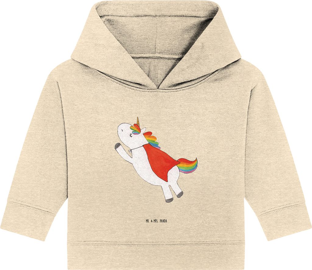 Mr. & Mrs. Panda Organic Baby Hoodie Einhorn Geburtstag 12. - 18. Monat - Natural Raw - Geschenk, Held, Kapuzensweatshirt, Superheld, Freundin, Kap...