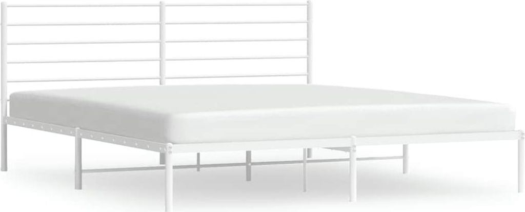 vidaXL Bettgestell mit Kopfteil Metall Weiß 200x200 cm