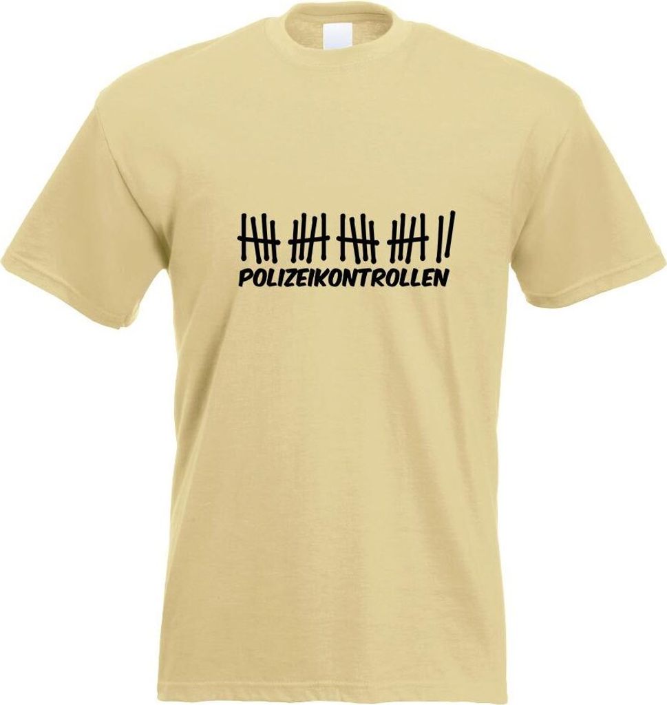 Kiwistar - T-Shirt - Khaki - Polizeikontrollen Motiv Bedruckt Funshirt Design Print - mit Motiv Bedruckt - Funshirt Design - Sport - Freizeit - Her...