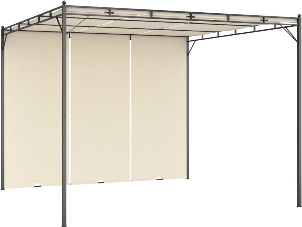 Gartenpavillon mit Seitenvorhang 3x3x2,25 m Creme