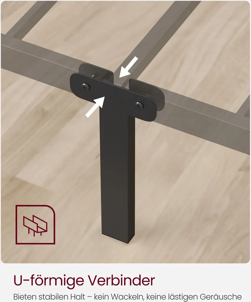 Lit métallique noir 90x200 cm avec structure renforcée et design loft - 3