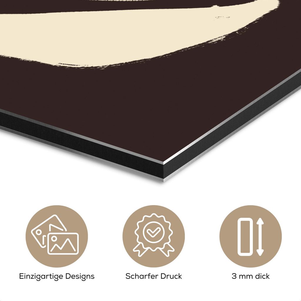 MuchoWow Wanddekoration Metall Metallbild Wandkunst 90x120 cm Kunst - Modern - Braun - Abstrakt MuchoWow Aluminium Gemälde - Industrial