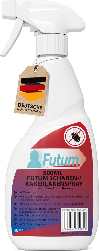 FUTUM 500ml Schaben Spray | Biozidfreies Kakerlaken Mittel Produktbild 
