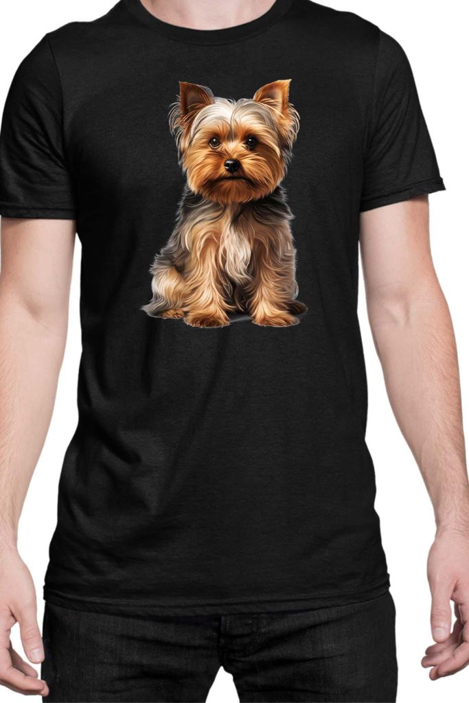 Herren T-Shirt Dogs Breeds Yorkshire Terrier Dog Breed 006, Man 5XL / Schwarz