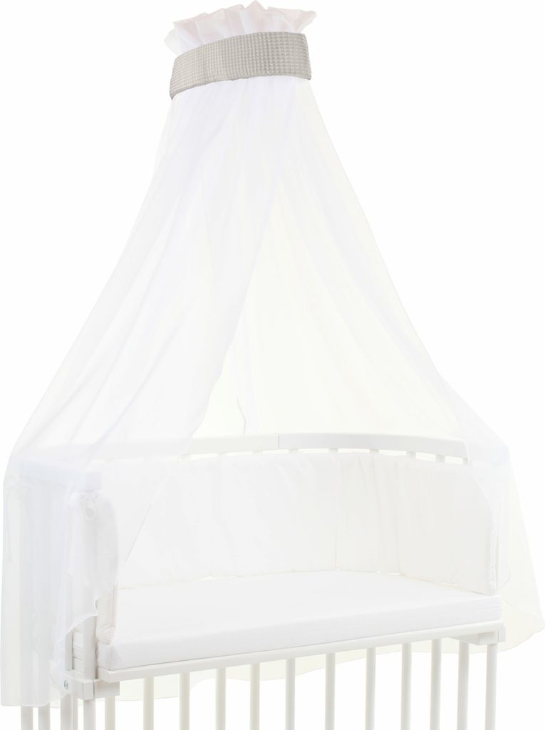babybay Himmel Waffelpiqué mit Band passend für alle Modelle bis 96 cm Länge, weißgrau