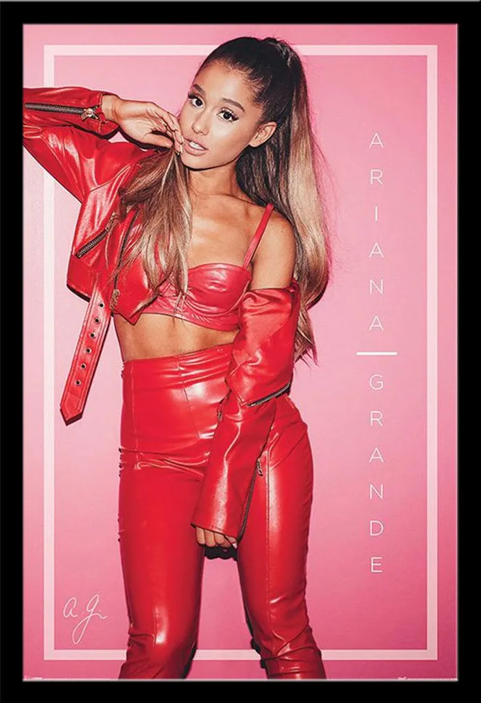 Poster Ariana Grande Red vitre acrylique et cadre Shinsuke noir robuste