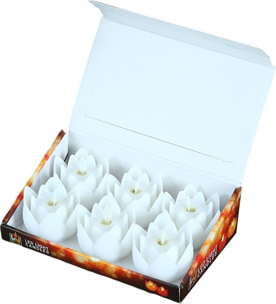 6 Stück Diwali-LED-Lotuskerzen, flammenloses Lotus-Teelicht, batteriebetrieben, flackernde buddhistische Lampe für Zuhause, Schreibtisch, Tafelau...