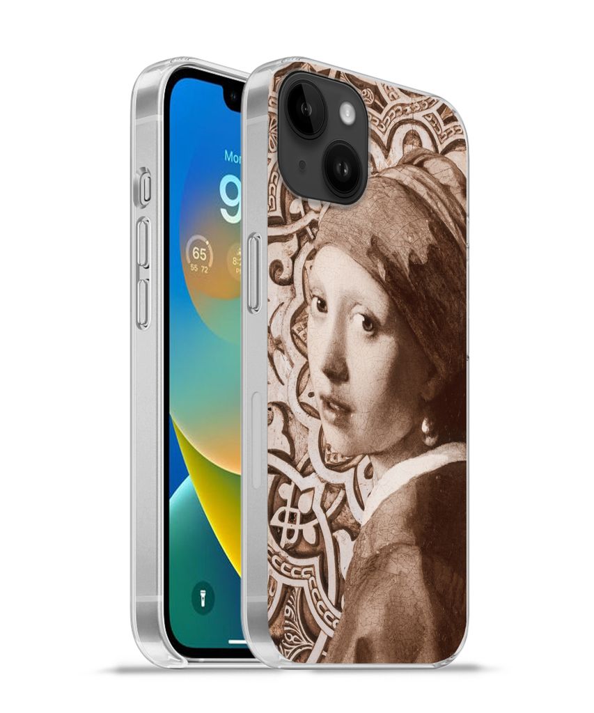 MuchoWow Handyhülle Schutzhülle Hülle für Apple iPhone 14 Plus - Soft case Das Mädchen mit dem Perlenohrring - Vermeer - Schnittmuster Silik...