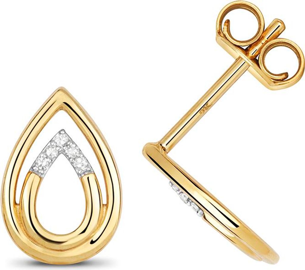 Funkelndes Feuer Wunderschöne 9 Karat (375) Gold Damen - Diamant Paar Ohrstecker Brillant-Schliff H - I1 - 10mm*7mm; TRS35401