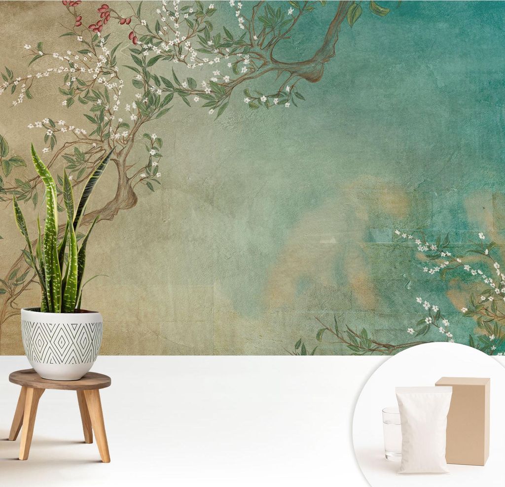 Fototapete - 208x146 cm - Tapete - Wandtapete - Wandbilder - Dekofolie - Tapete Folie - Wand - Dekoration - Wohnzimmer - Florale Harmonie