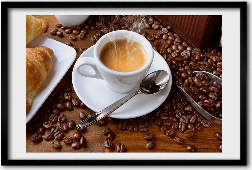 Bild 60x40 MDF-Rahmen, Wandkunst aromatischer Kaffee