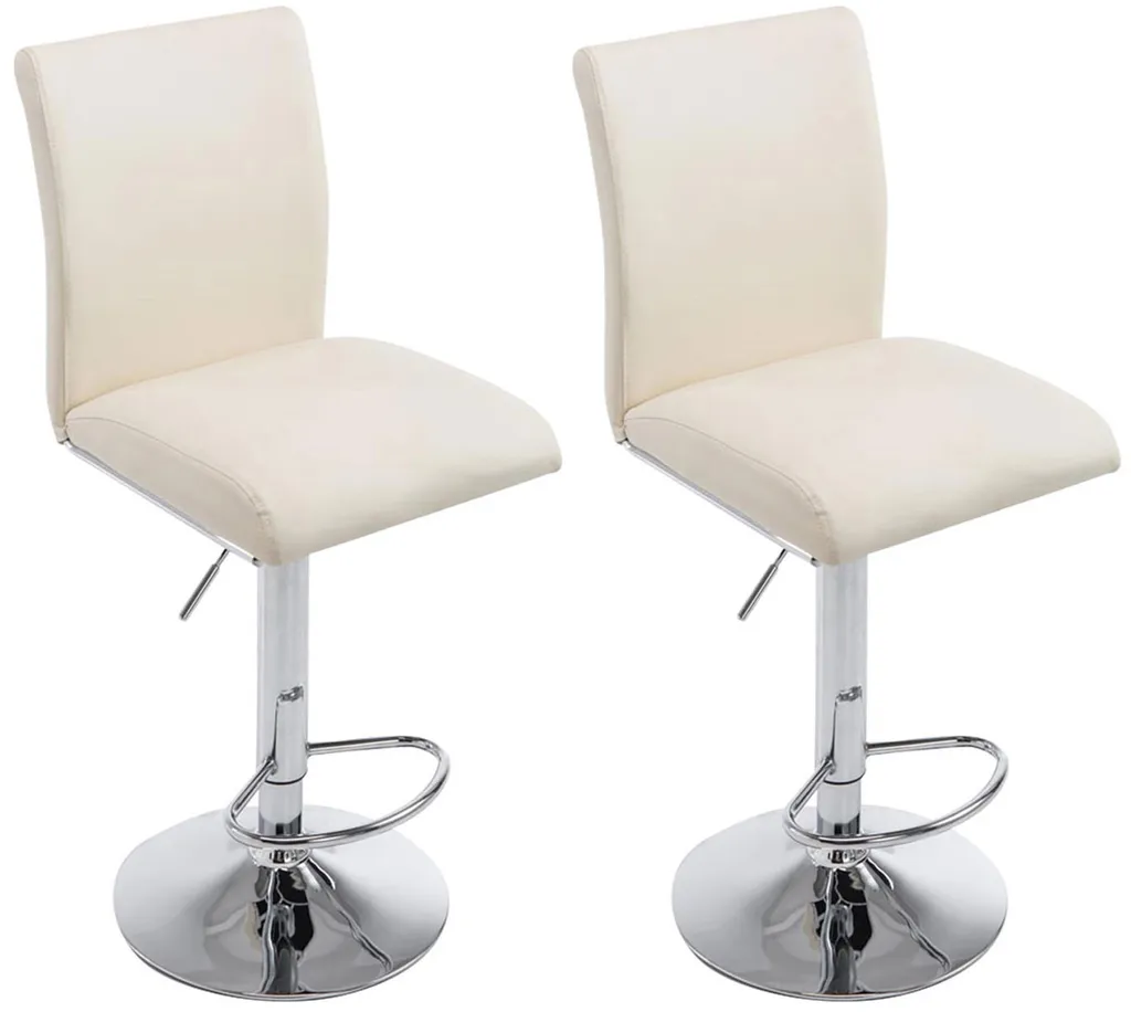 CLP Lot de 2 tabourets de bar Köln crème en similicuir pivotant