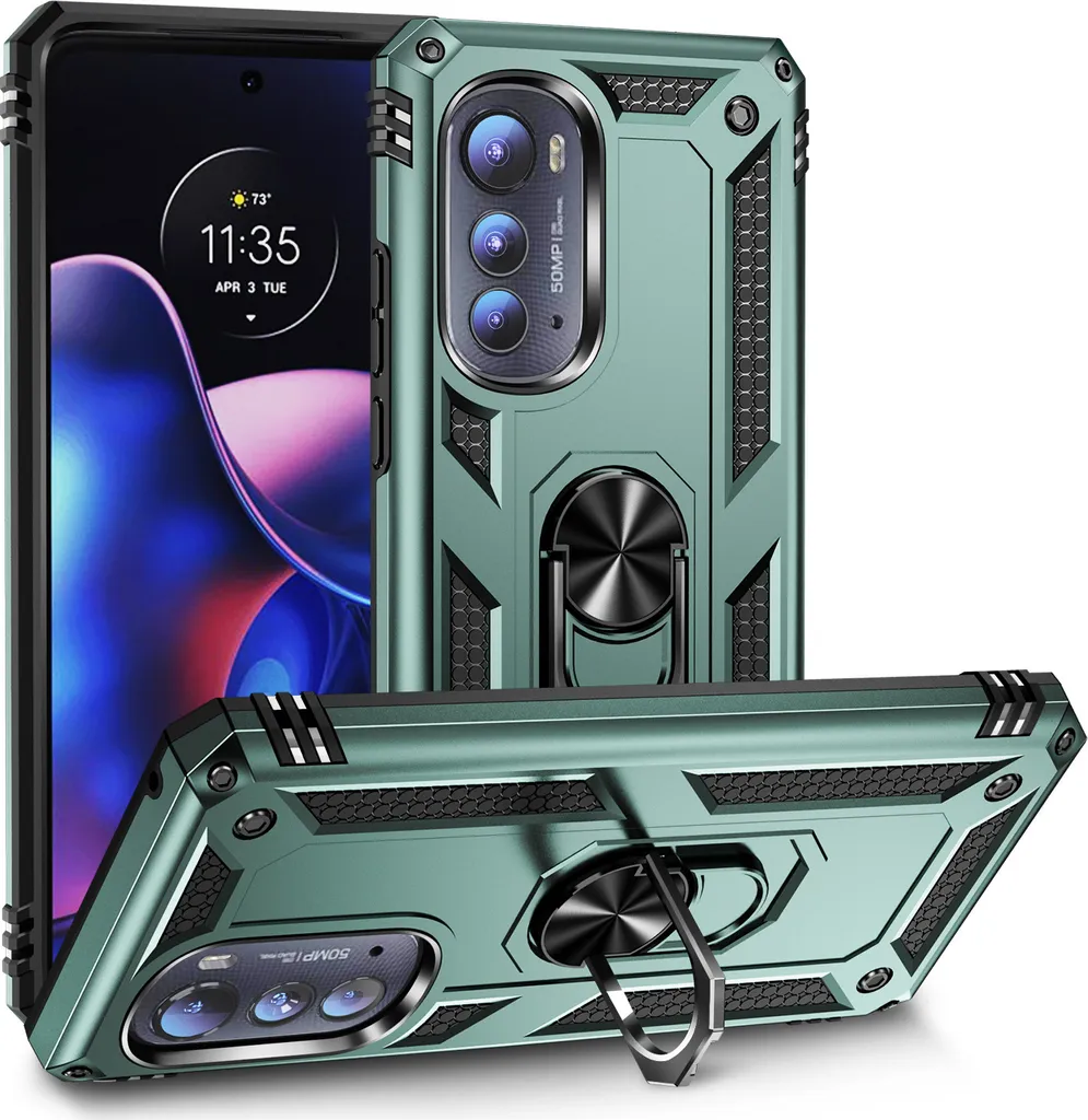 Offerta Cover Motorola Edge 2022 Verde Robusta con Anello Supporto
