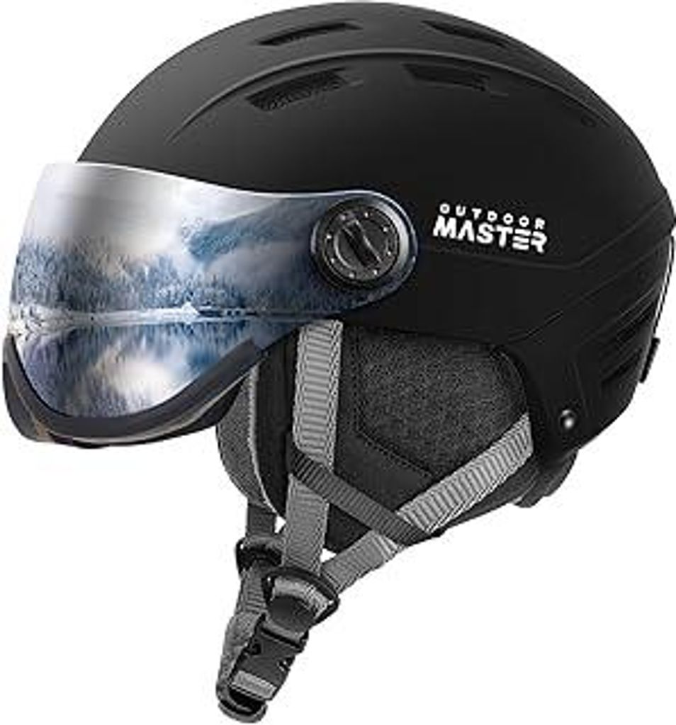 OutdoorMaster Snowboardhelm mit Skibrille, Skihelm und 2-in-1-Visier, abnehmbare Brille, schützender EPS-Schaum und 14 Kühlöffnungen, Schnee-Hel...
