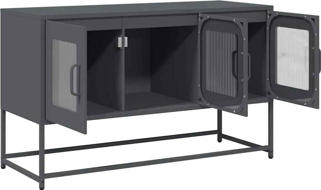 Mobile Porta TV Design Industriale Antracite 100cm Acciaio - 7