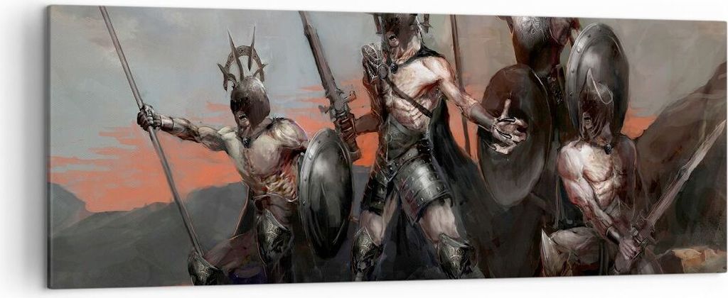 Bild auf Leinwand - Leinwandbild - ritter rüstung - 140x50cm - Wand Bild - Wanddeko - Wandbilder - Leinwanddruck - Bilder - Kunstdruck - Wanddekor...