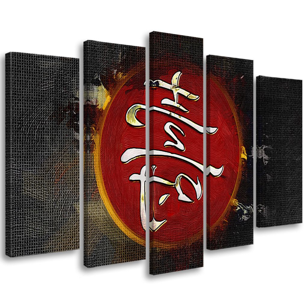 5-teiliges leinwandbild bildunterschrift japan 100x70 cm Feeby schwarz wandbild bereit zum aufhängen