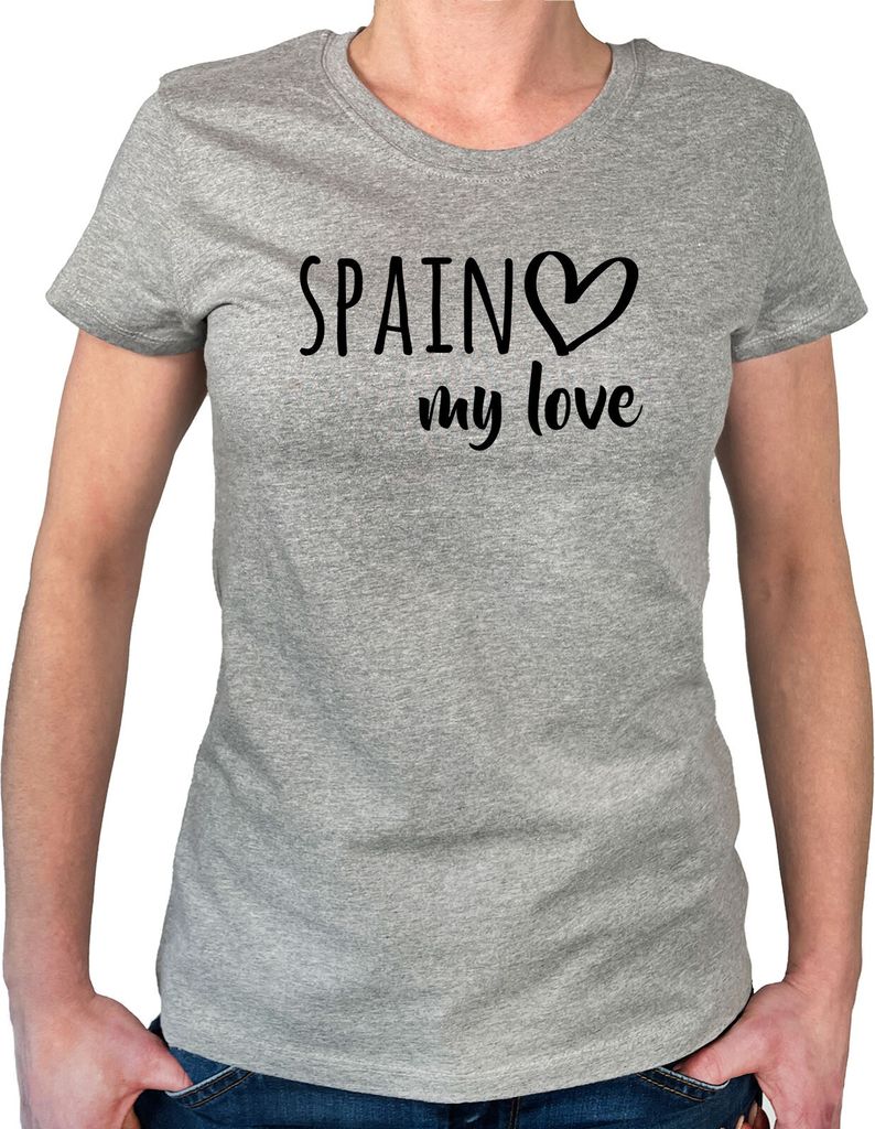 Huuraa Damen T-Shirt Spain my love XXL Sport Grey Bio Baumwolle Fairtrade Damenshirt Geschenkidee