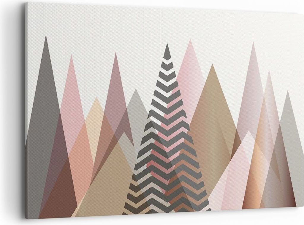 Bild auf Leinwand - Leinwandbild - Einteilig - Berge Dreiecke Abstraktion - 100x70cm - Wand Bild - Wanddeko - Wandbilder - Leinwanddruck - Bilder -...