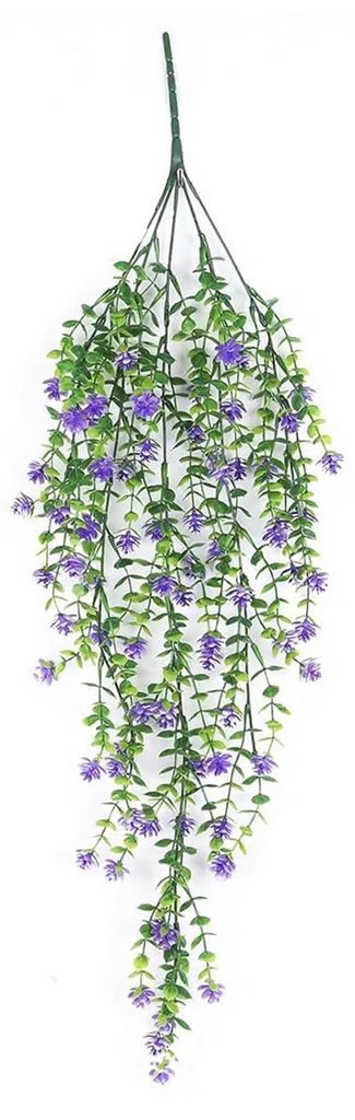 Künstliche Hängeblume mit Eukalyptusblättern, UV-beständig, künstliche Blumenranke, für drinnen und draußen, Gartendekoration aus Rattan