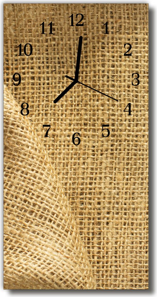 Tulup Glasuhr Wanduhr Küchenuhr Echt-Glas 30x60 Tekstilstoff Beige