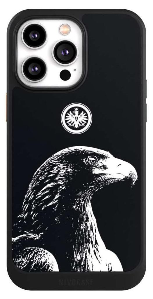 NIVOCASE Hülle für Apple iPhone 14 Pro Max Handyhülle NIVOcore Case Schwarz Eintracht Frankfurt Offizielles Lizenzprodukt Attila