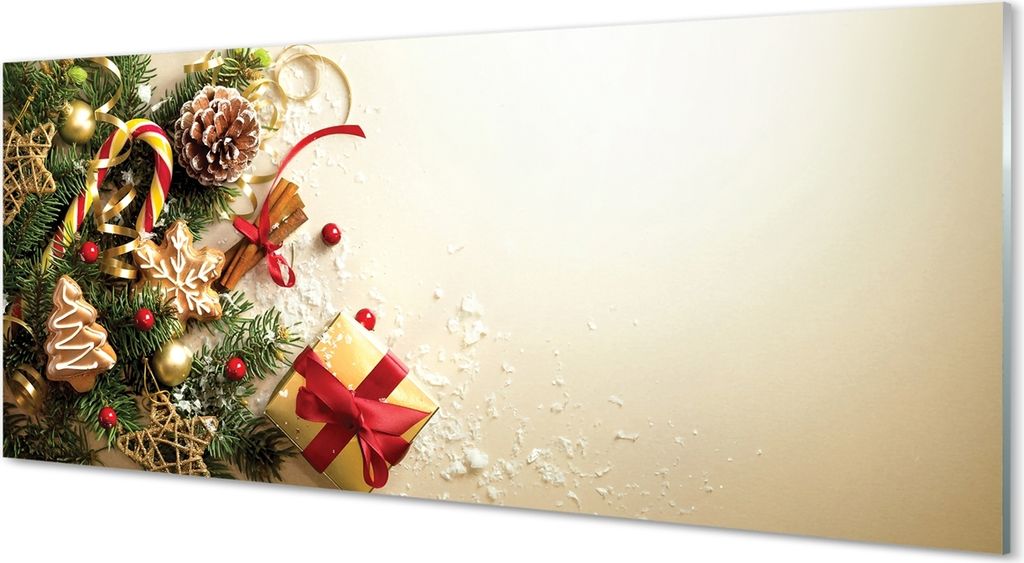 Glasbilder 125x50 Wandkunst Reisig Geschenke Lebkuchen Kegel