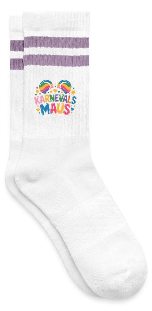 Spreadshirt Karnevalsmaus | Karneval Design Gestreifte Tennissocken, 37-41, Weiß/Flieder