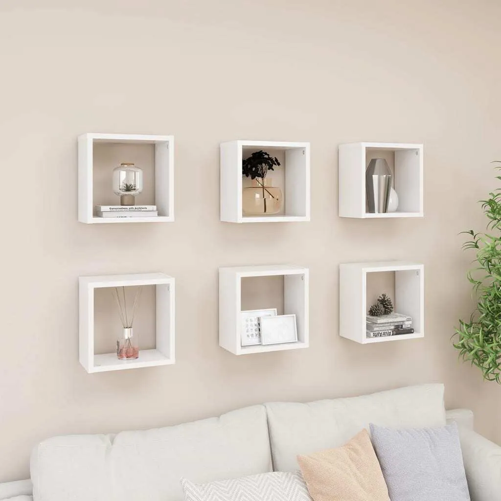 Étagères Murales Cubes en Blanc pour Salon et Chambre - Set de 6 Pièces