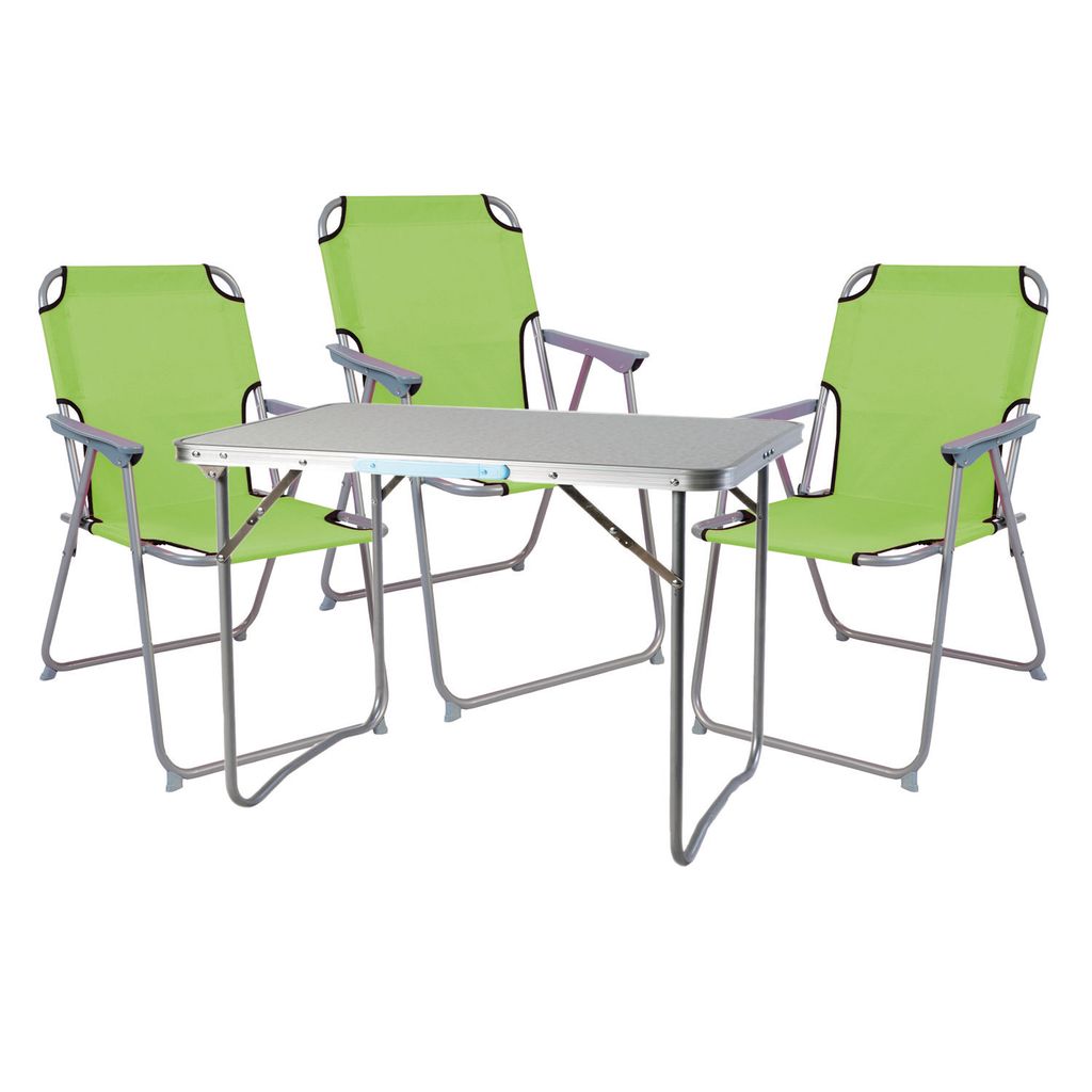 4-teiliges Campingmöbel Set Alu L70xB50xH59cm lime-grün