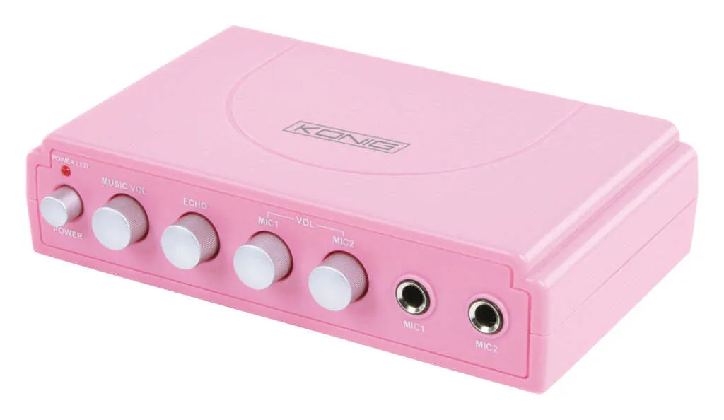 Table de mixage karaoké rose avec réglage d'écho König Hav-Km11P et RCA