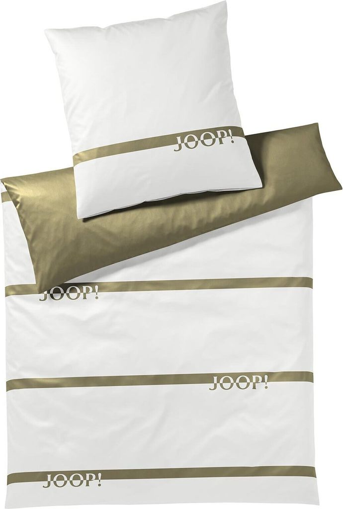 Joop! Mako Satinbettwäsche Logo Stripes (135x200, Olive)