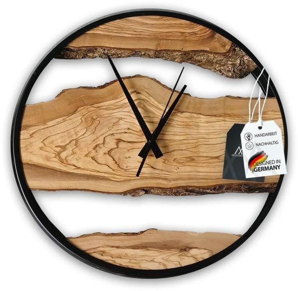 Horloge murale bois massif sans bruit pour un salon calme et authentique