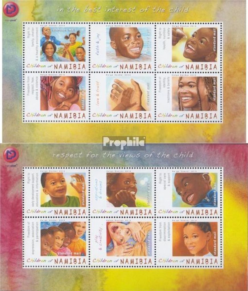 Briefmarken Namibia - Südwestafrika 2013 Mi 1440-1451 2 Kleinbogen (kompl.Ausg.) postfrisch Kinderrechte