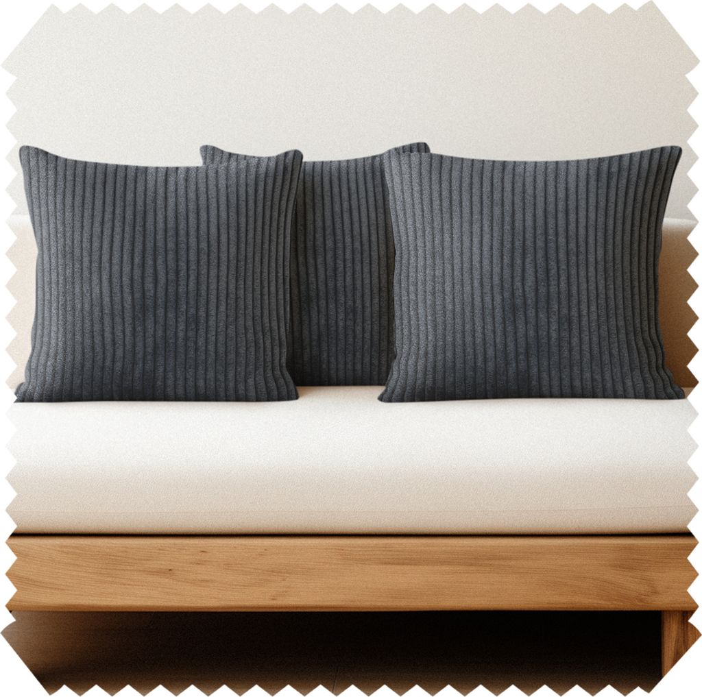 novely 3er Set Dekokissen PORTO Cord-Optik Kissen Sofakissen Zierkissen Kissenbezug 40x40cm Füllung Wohnzimmer - Farbe: 34 Anthrazit | Ausführu...