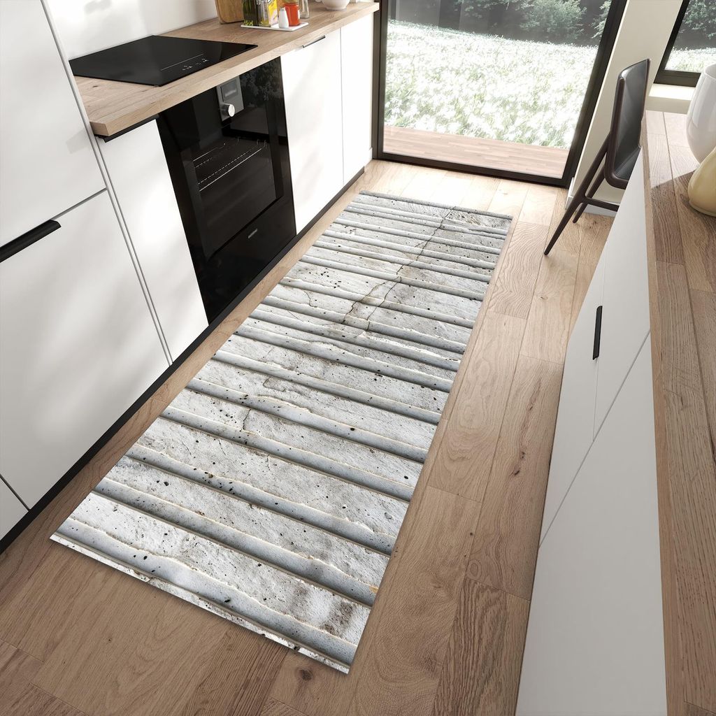 Küchenteppich 90x240cm rutschfest & abwischbar PVC Läufer - Betonstruktur