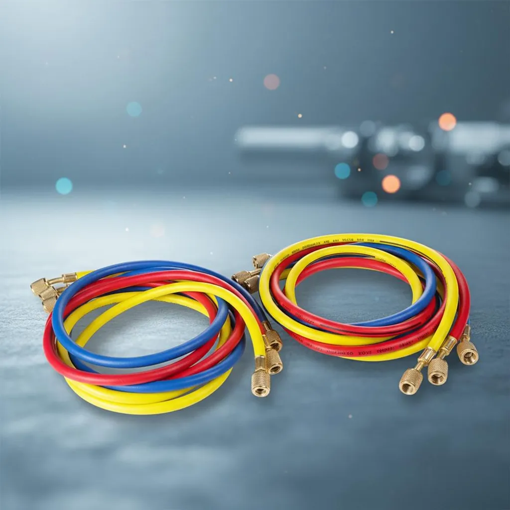 Set 3 Tubi Per Ricarica Climatizzatore Auto 1/4" 91cm: Per R134a R12 R22, Rosso Giallo Blu