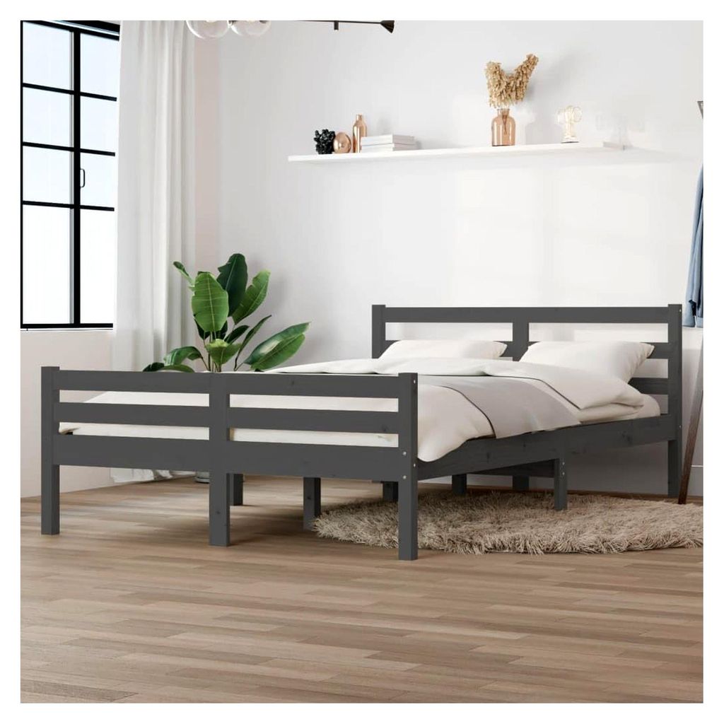 Bettgestell Grau aus Massivholz 140x200 cm