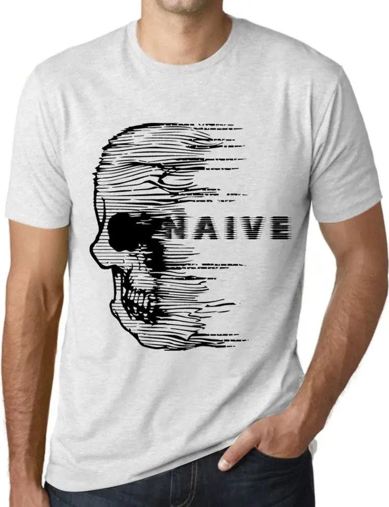 Herren Grafik T-Shirt Angst Schädel naiv – Anxiety Skull Naive – Öko-Verantwortlich Vintage Jahrgang Kurzarm Lustige Druck Geburtstag Geschen...