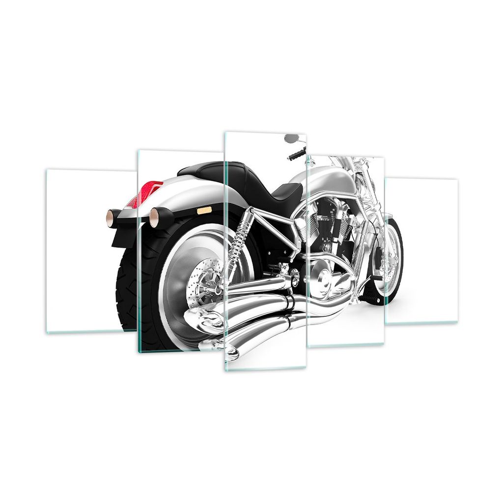 Bilder auf glas - Chopper Motorrad Chrom - 160x85cm - Glasbilder - Wandbilder - Kunstdruck - zum Aufhängen bereit - Wanddekoration aus Glas - Glas...