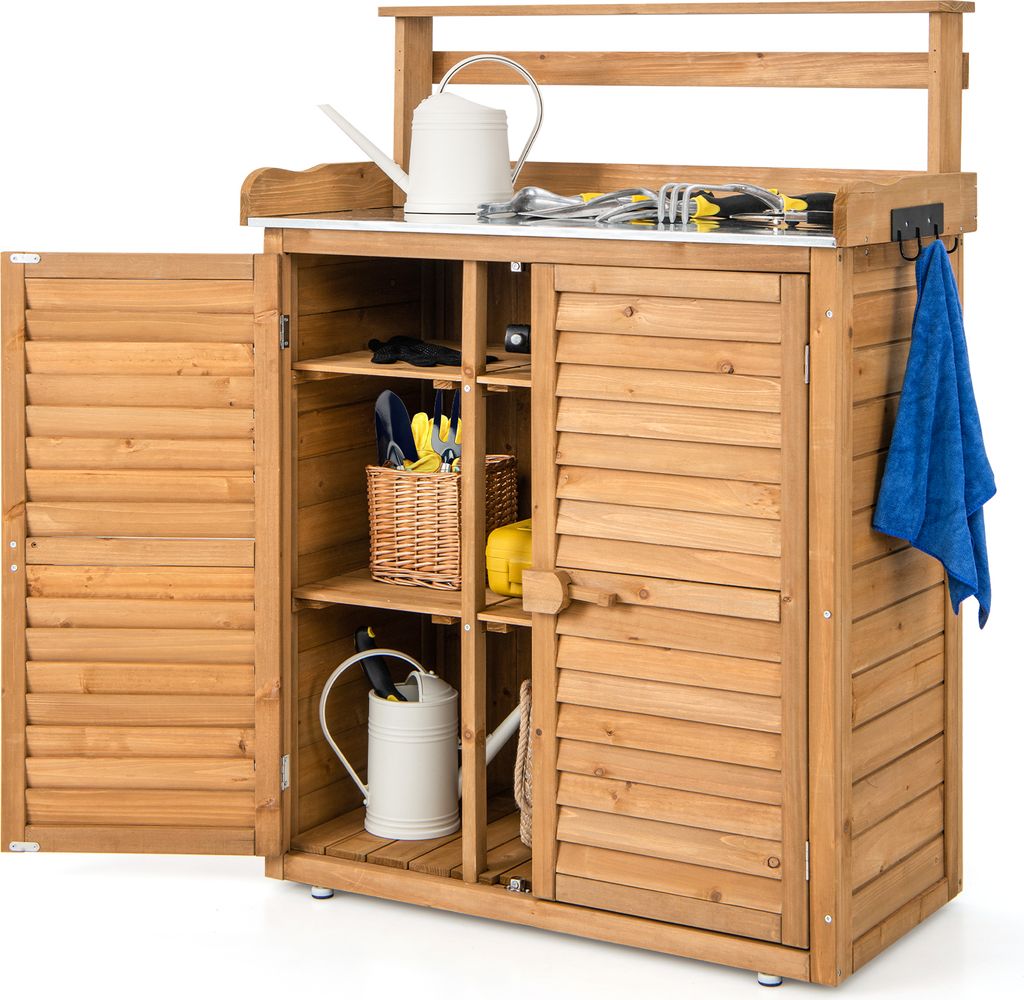 COSTWAY Pflanztisch mit Unterschrank, Arbeitsplatte & Produktbild 
